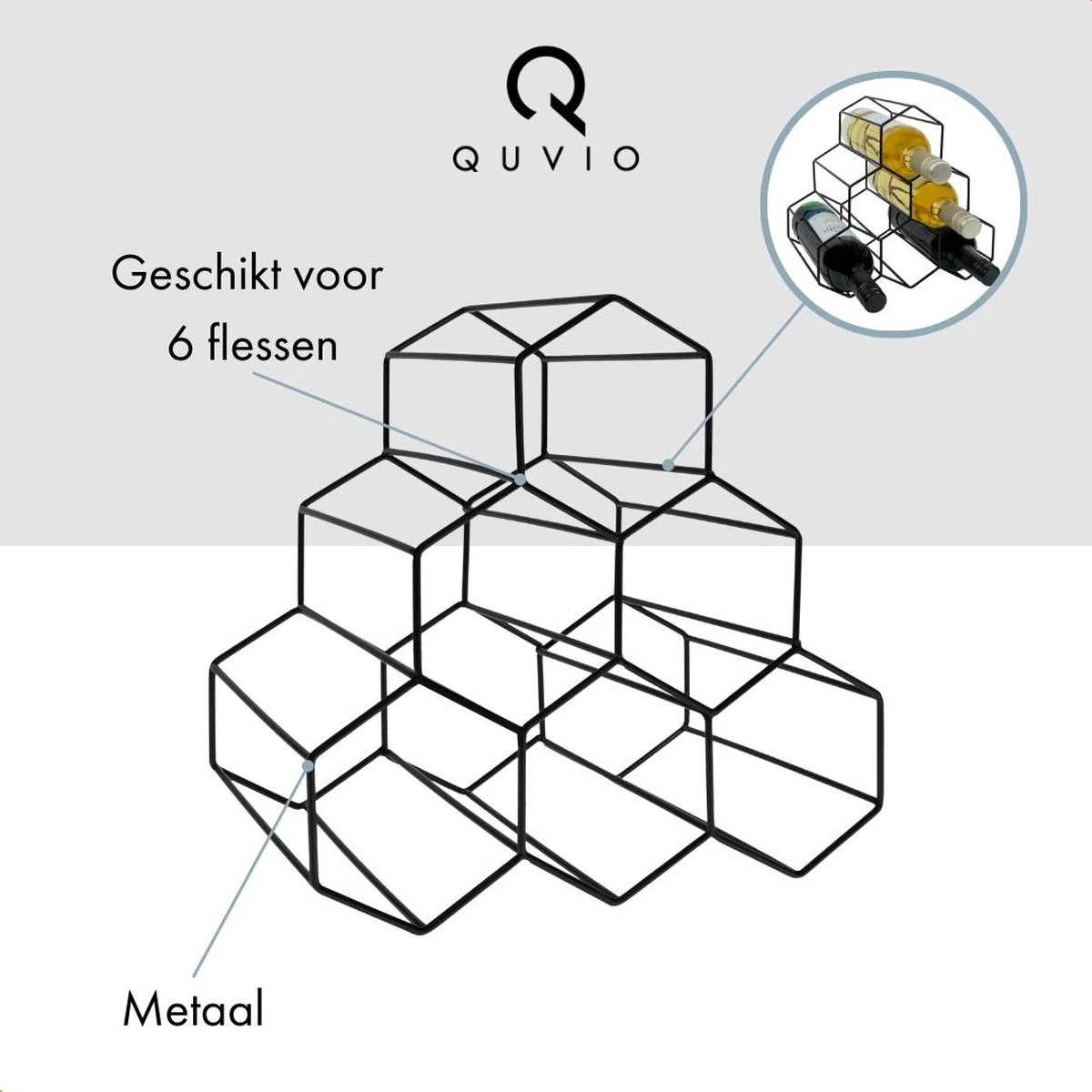 QUVIO Vin Racks / Vin Cabinet / Vin Mur Rack / étagère Vin Debout / Range-bouteilles / Wine Rack - Pour 6 Bouteilles - Zwart 8 QUVIO Vin Racks / Vin Cabinet / Vin Mur Rack / étagère Vin Debout / Range-bouteilles / Wine Rack - Pour 6 Bouteilles - Zwart – Image 6