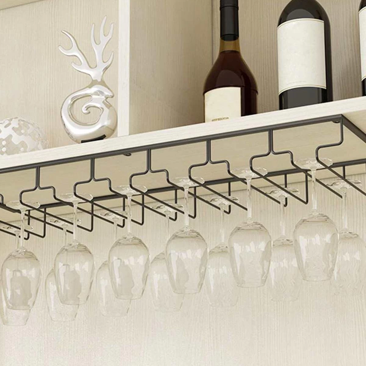 Porte-verres à Verres à Vin Suspendu - Zwart - 18 Verres - 6 Rangées - Porte-verre à Vin 7 Porte-verres à Verres à Vin Suspendu - Zwart - 18 Verres - 6 Rangées - Porte-verre à Vin – Image 5