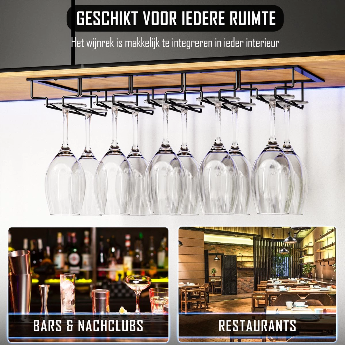 Nolad - Porte-verres à Vin - Casier à Vin En Métal - 15 Verres - Noir Mat 5 Nolad - Porte-verres à Vin - Casier à Vin En Métal - 15 Verres - Noir Mat – Image 3