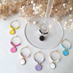 Reconnaître Votre Verre à Vin - Marqueur De Verre - Sourire Il Y A Du Vin - Anneaux De Verre à Vin - Or