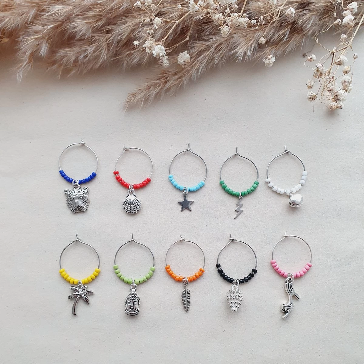 Reconnaître Son Verre à Vin - Marque-verre - Argent Mixte - Anneaux Pour Verre à Vin - Argent 3 Reconnaître Son Verre à Vin - Marque-verre - Argent Mixte - Anneaux Pour Verre à Vin - Argent