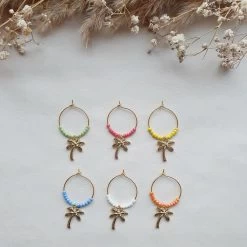 Reconnaître Son Verre à Vin - Happy Palm - Marqueur De Verre - Anneaux De Verre à Vin - Palmier