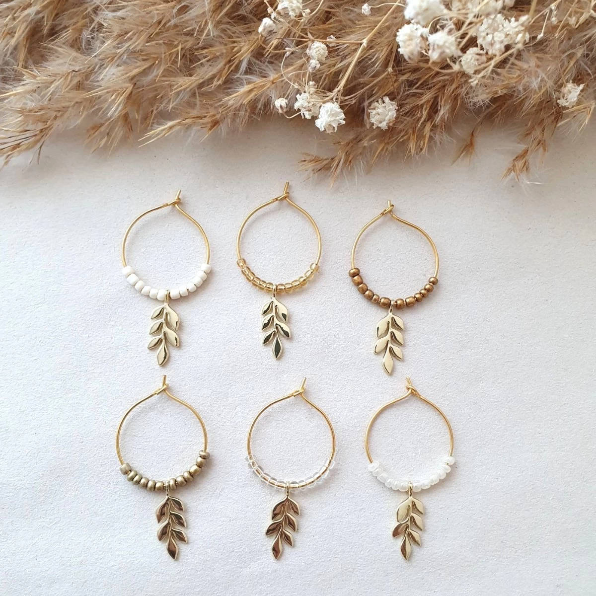 Reconnaître Son Verre à Vin - Marqueur De Verre - Bagues Pour Verre à Vin - Doré - Feuille - Beige 3 Reconnaître Son Verre à Vin - Marqueur De Verre - Bagues Pour Verre à Vin - Doré - Feuille - Beige