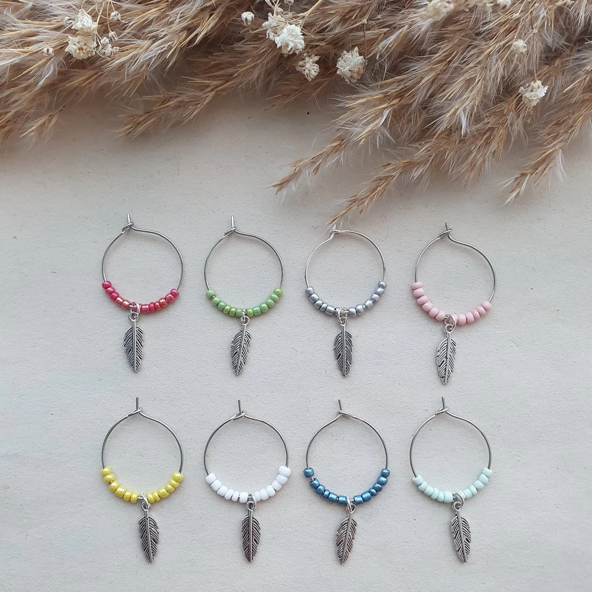 Reconnaître Son Verre à Vin - Belle Plume - Marque-verre - Anneaux Pour Verre à Vin - Argent 3 Reconnaître Son Verre à Vin - Belle Plume - Marque-verre - Anneaux Pour Verre à Vin - Argent