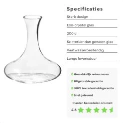 Décanteur De Luxe Cheqo® - Décanteur - Carafe à Décanter - Carafe à Vin - Carafe à Vin - Aérateur De Vin - 2 Litres - Verre Cristal -Dégustation Délicate 1200x1200 1241