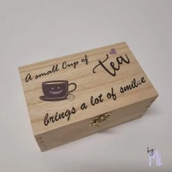 Bymic | Boîte à Thé En Bois 2 Compartiments | Pendaison De Crémaillère | Surveillance | Cadeau Pour Elle