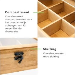 Cheqo® Boîte à Thé Bamboe - 72 Sachets - Boîte à Thé - Fenêtre Transparente - Serrure Décorative - 21x16xH7.5cm - Respectueux De L'Environnement 10 Cheqo® Boîte à Thé Bamboe - 72 Sachets - Boîte à Thé - Fenêtre Transparente - Serrure Décorative - 21x16xH7.5cm - Respectueux De L'Environnement -Dégustation Délicate 1200x1200 137