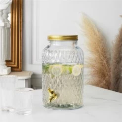 4goodz Carafe à Jus En Verres Avec Robinet Doré Et Couvercle 6 Litres -Dégustation Délicate 1200x1200 1371