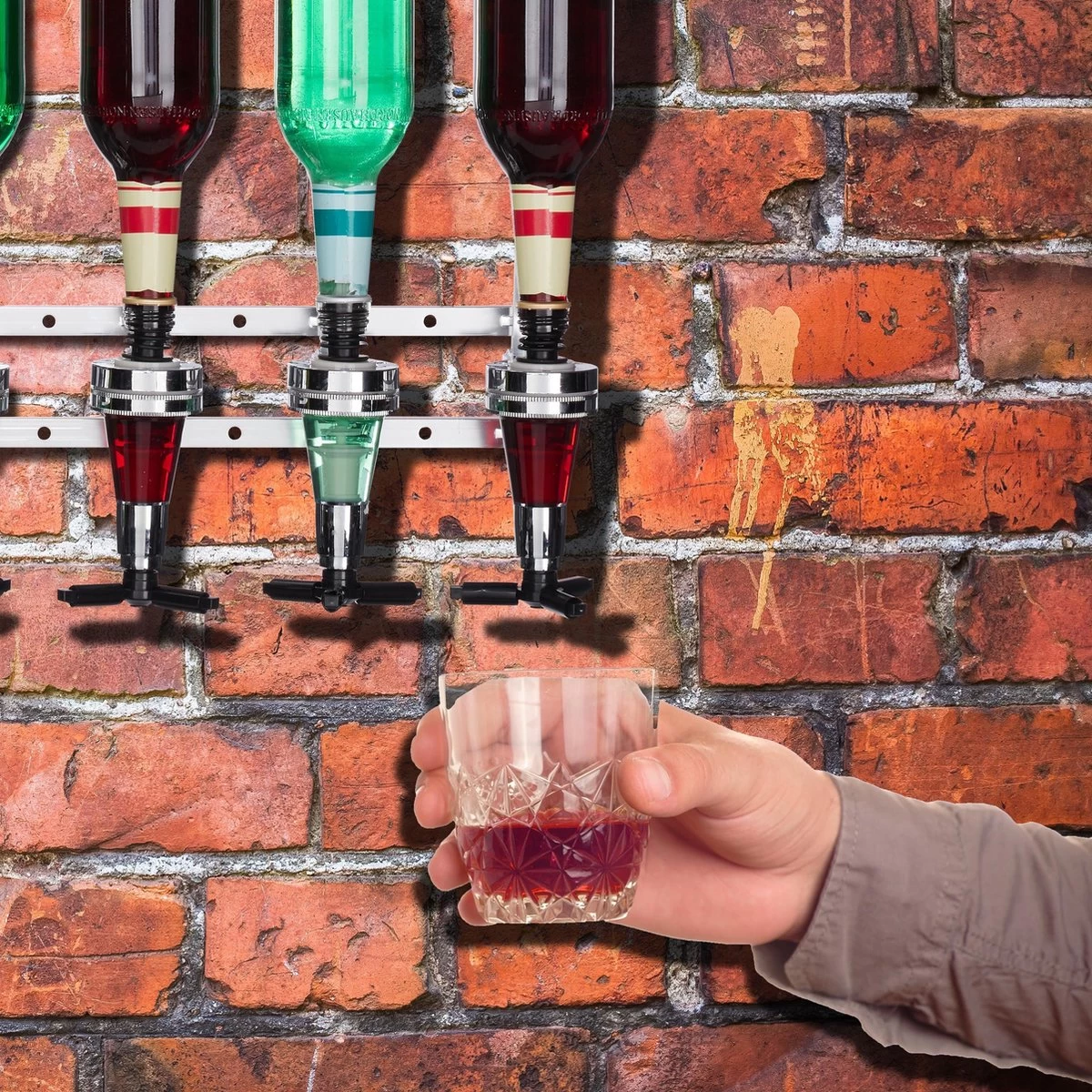 Relaxdays Bar Butler Wall - Distributeur De Boissons - 3 Cl - Porte-bouteille - 8 Bouteilles 6 Relaxdays Bar Butler Wall - Distributeur De Boissons - 3 Cl - Porte-bouteille - 8 Bouteilles – Image 4