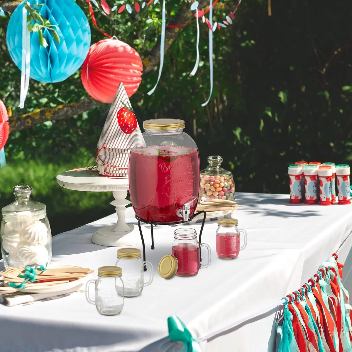 Set De Robinet De Limonade Relaxdays - 4 Verres à Boire Avec Couvercle - Distributeur De Boissons Avec Robinet - 8,5 L 12 Set De Robinet De Limonade Relaxdays - 4 Verres à Boire Avec Couvercle - Distributeur De Boissons Avec Robinet - 8,5 L – Image 10