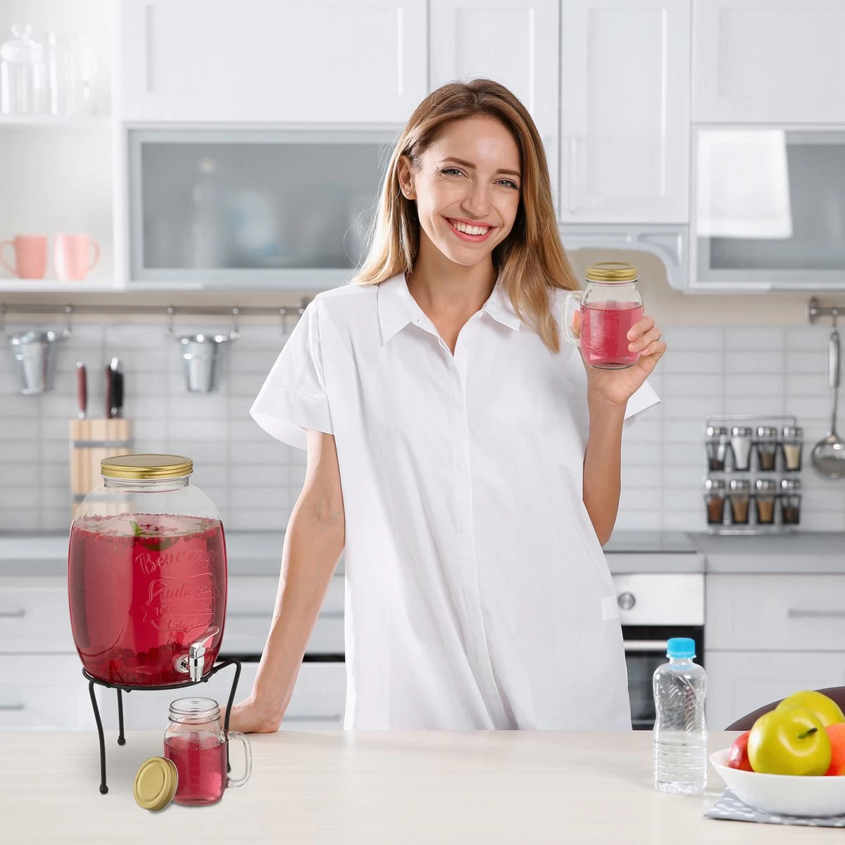 Set De Robinet De Limonade Relaxdays - 4 Verres à Boire Avec Couvercle - Distributeur De Boissons Avec Robinet - 8,5 L 14 Set De Robinet De Limonade Relaxdays - 4 Verres à Boire Avec Couvercle - Distributeur De Boissons Avec Robinet - 8,5 L – Image 12