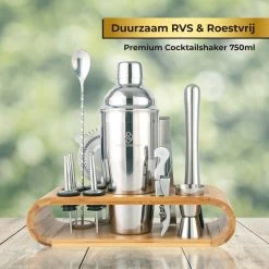 Cocktail Set Premium - Cocktail Set 12 Pièces Avec Bamboe Standard - Cocktail Shaker 750ml - Argent - Coffret Cadeau Luxe -Dégustation Délicate 1200x1200 1404