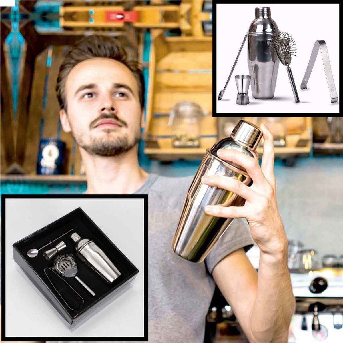 Decopatent® Cocktail Set 5 Pièces - Set De Bar Professionnel Avec Shaker - Tasse à Mesurer à Cocktail - Passoire - Mélangeur De Bar - Set De Shaker à Cocktail 3 Decopatent® Cocktail Set 5 Pièces - Set De Bar Professionnel Avec Shaker - Tasse à Mesurer à Cocktail - Passoire - Mélangeur De Bar - Set De Shaker à Cocktail