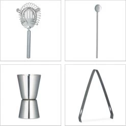 Relaxdays 2x Set à Cocktail 5 Pièces - Set De Bar Avec Shaker - Mixeur De Bar - Set De Shaker à Cocktail - Acier Inoxydable -Dégustation Délicate 1200x1200 1427