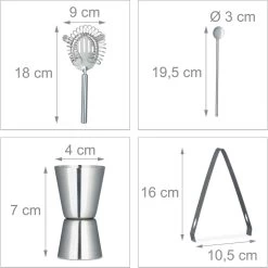 Relaxdays 2x Set à Cocktail 5 Pièces - Set De Bar Avec Shaker - Mixeur De Bar - Set De Shaker à Cocktail - Acier Inoxydable -Dégustation Délicate 1200x1200 1429