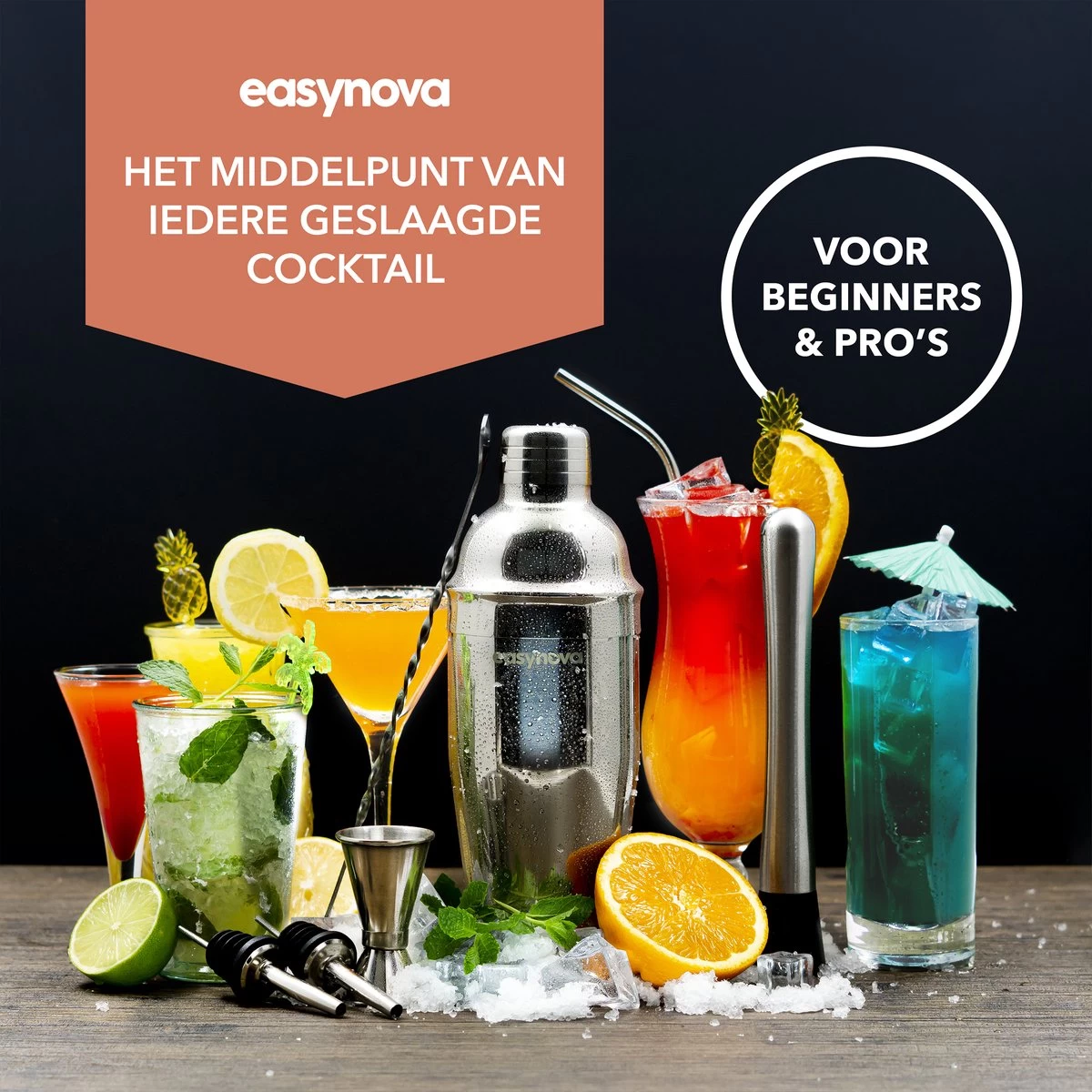 Easynova - Set Shaker à Cocktail - 6 Pièces - Shaker à Cocktail - Acier Inoxydable - Coffret Cadeau 4 Easynova - Set Shaker à Cocktail - 6 Pièces - Shaker à Cocktail - Acier Inoxydable - Coffret Cadeau – Image 2