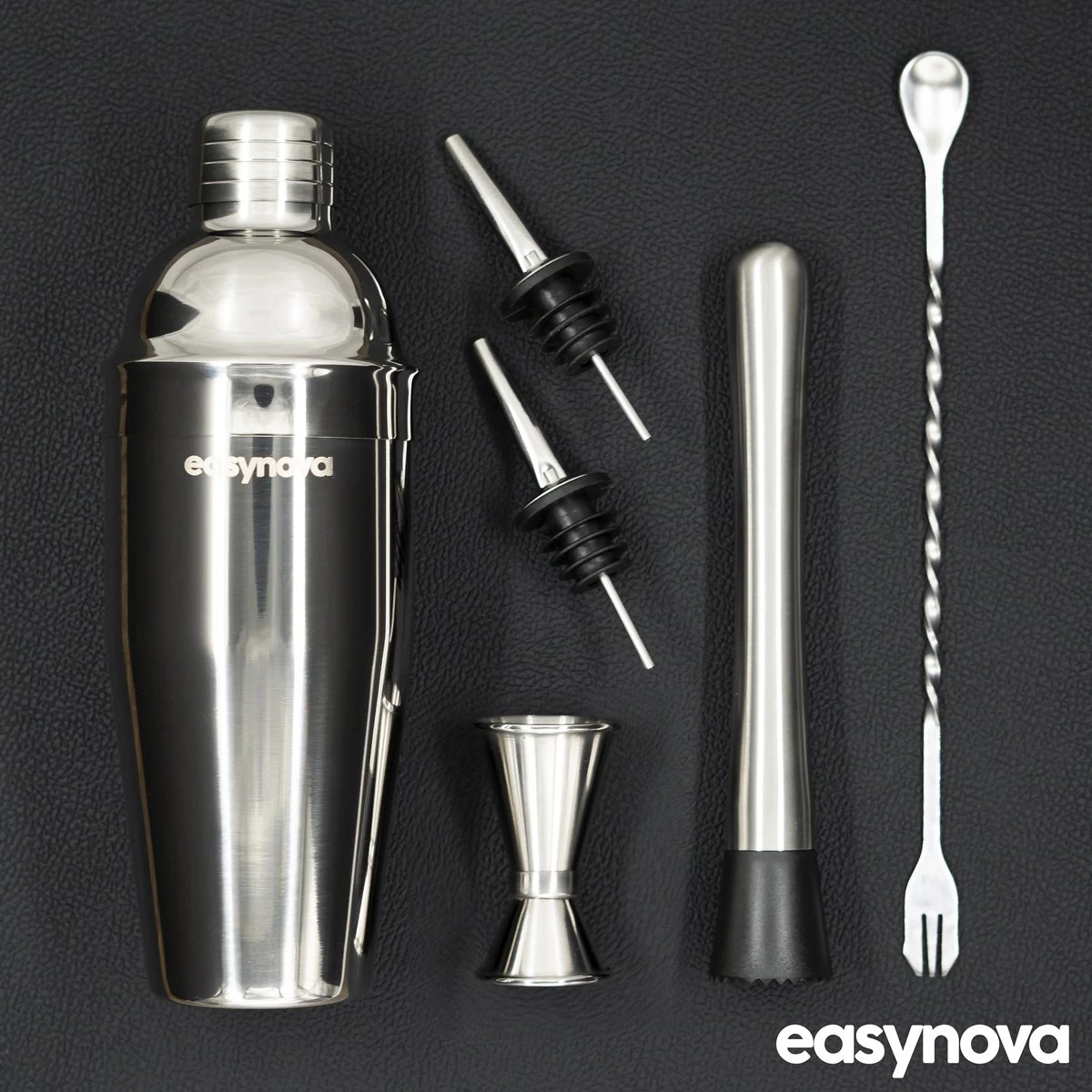 Easynova - Set Shaker à Cocktail - 6 Pièces - Shaker à Cocktail - Acier Inoxydable - Coffret Cadeau 5 Easynova - Set Shaker à Cocktail - 6 Pièces - Shaker à Cocktail - Acier Inoxydable - Coffret Cadeau – Image 3