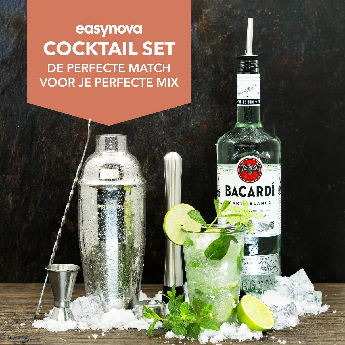 Easynova - Set Shaker à Cocktail - 6 Pièces - Shaker à Cocktail - Acier Inoxydable - Coffret Cadeau 9 Easynova - Set Shaker à Cocktail - 6 Pièces - Shaker à Cocktail - Acier Inoxydable - Coffret Cadeau – Image 7