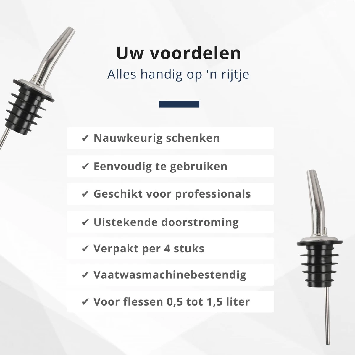 Veluw Boisson Verseur Pour Boissons - Becs Verseurs Professionnels - Bouchon Verseur En Acier Inoxydable à Débit Lent (4 Pièces) 7 Veluw Boisson Verseur Pour Boissons - Becs Verseurs Professionnels - Bouchon Verseur En Acier Inoxydable à Débit Lent (4 Pièces) – Image 5