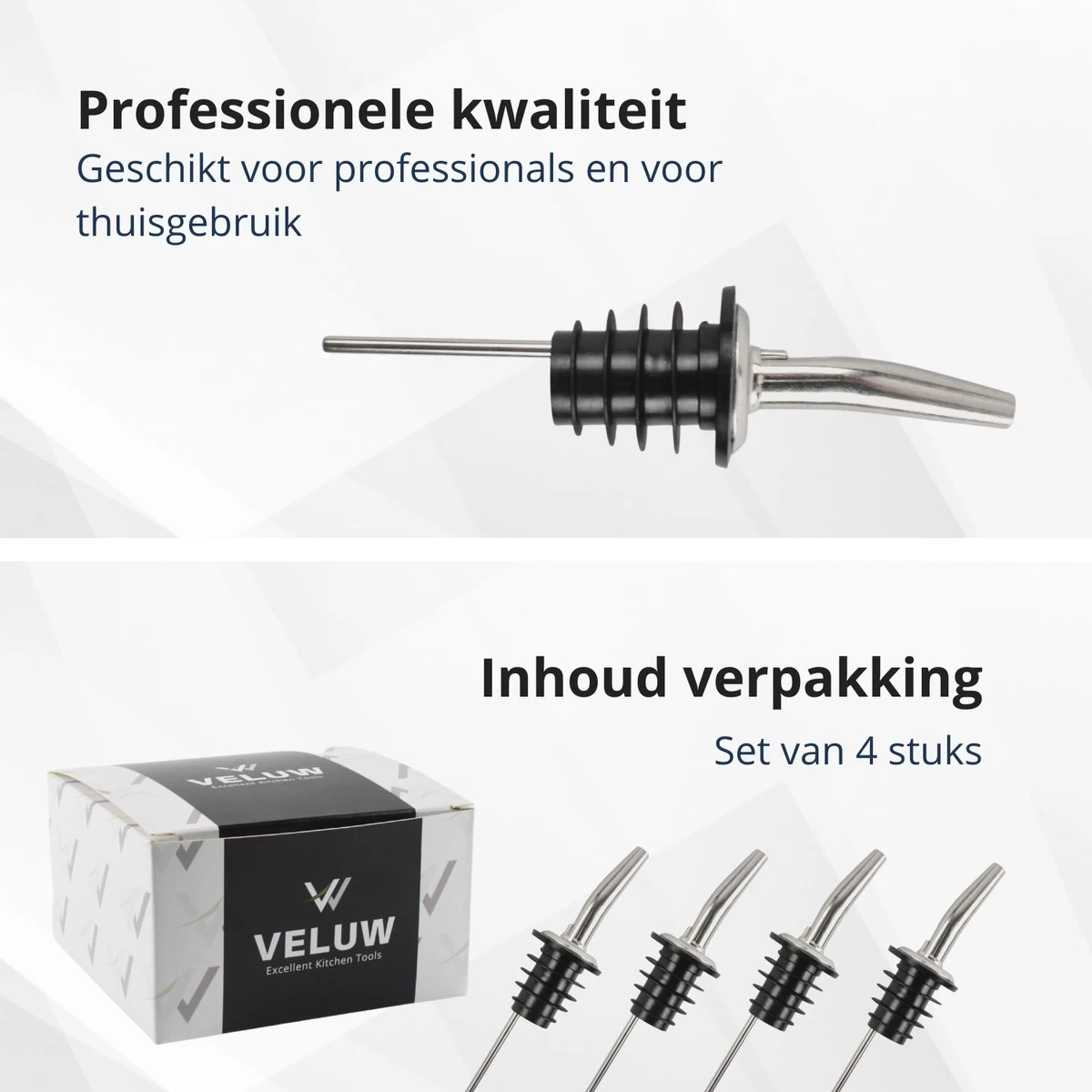Veluw Boisson Verseur Pour Boissons - Becs Verseurs Professionnels - Bouchon Verseur En Acier Inoxydable à Débit Lent (4 Pièces) 9 Veluw Boisson Verseur Pour Boissons - Becs Verseurs Professionnels - Bouchon Verseur En Acier Inoxydable à Débit Lent (4 Pièces) – Image 7