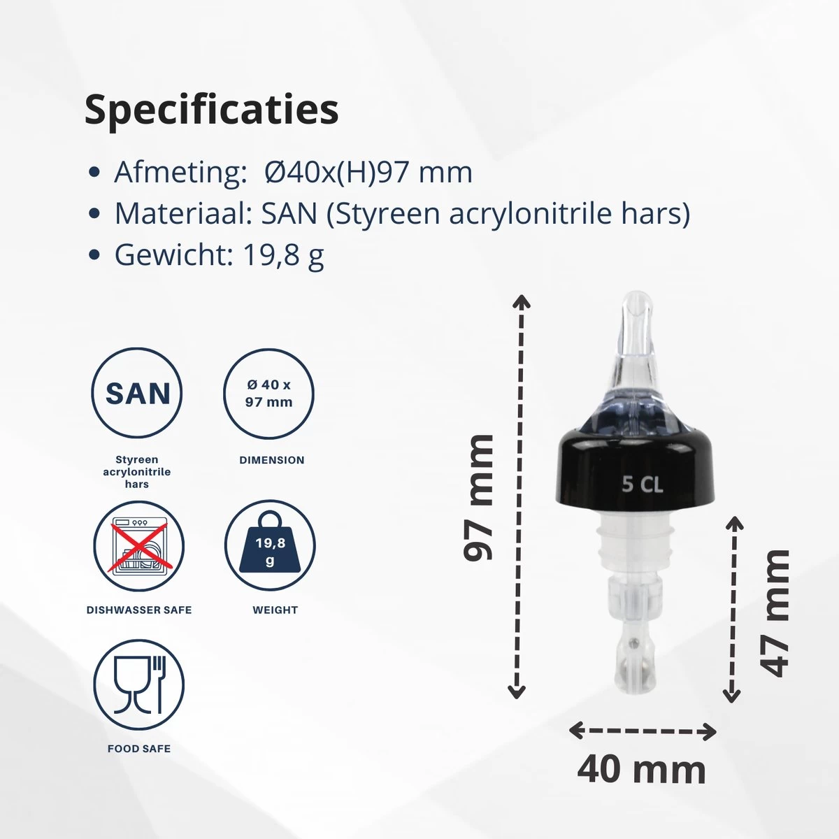 Veluw Bullet Measure Verser 5 Cl - Boisson Professionnel Pour Boissons - Transparent - Set De 2 10 Veluw Bullet Measure Verser 5 Cl - Boisson Professionnel Pour Boissons - Transparent - Set De 2 – Image 8