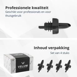 Veluw Spout Boisson - Bouchon Verseur Professionnel Pour Boisson - Plastique - Zwart ( Set De 4) 16 Veluw Spout Boisson - Bouchon Verseur Professionnel Pour Boisson - Plastique - Zwart ( Set De 4) -Dégustation Délicate 1200x1200 1495