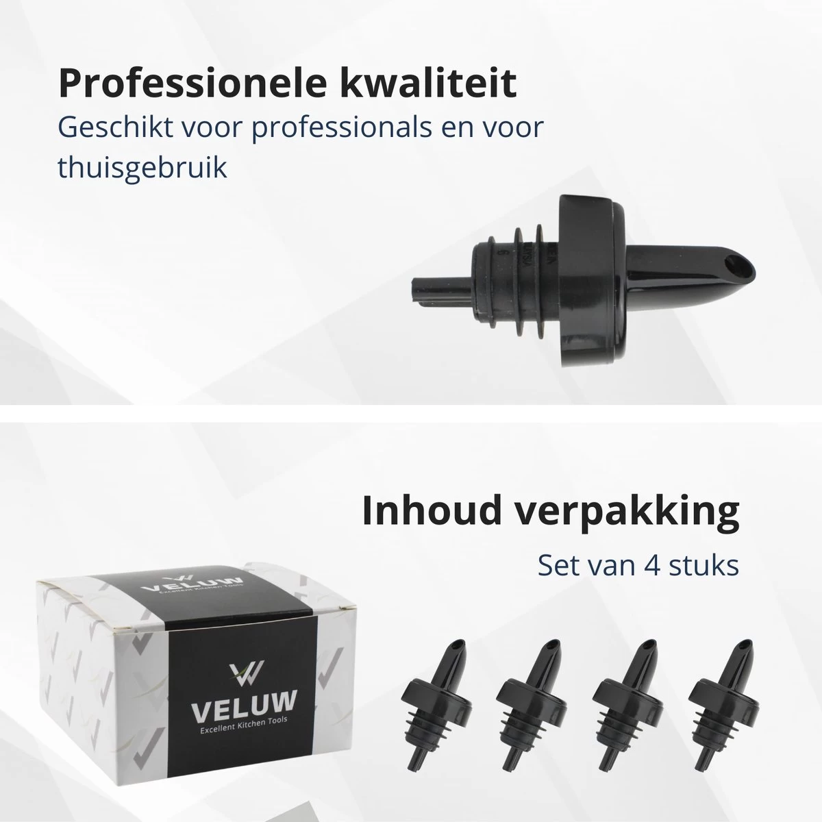 Veluw Spout Boisson - Bouchon Verseur Professionnel Pour Boisson - Plastique - Zwart ( Set De 4) 9 Veluw Spout Boisson - Bouchon Verseur Professionnel Pour Boisson - Plastique - Zwart ( Set De 4) – Image 7