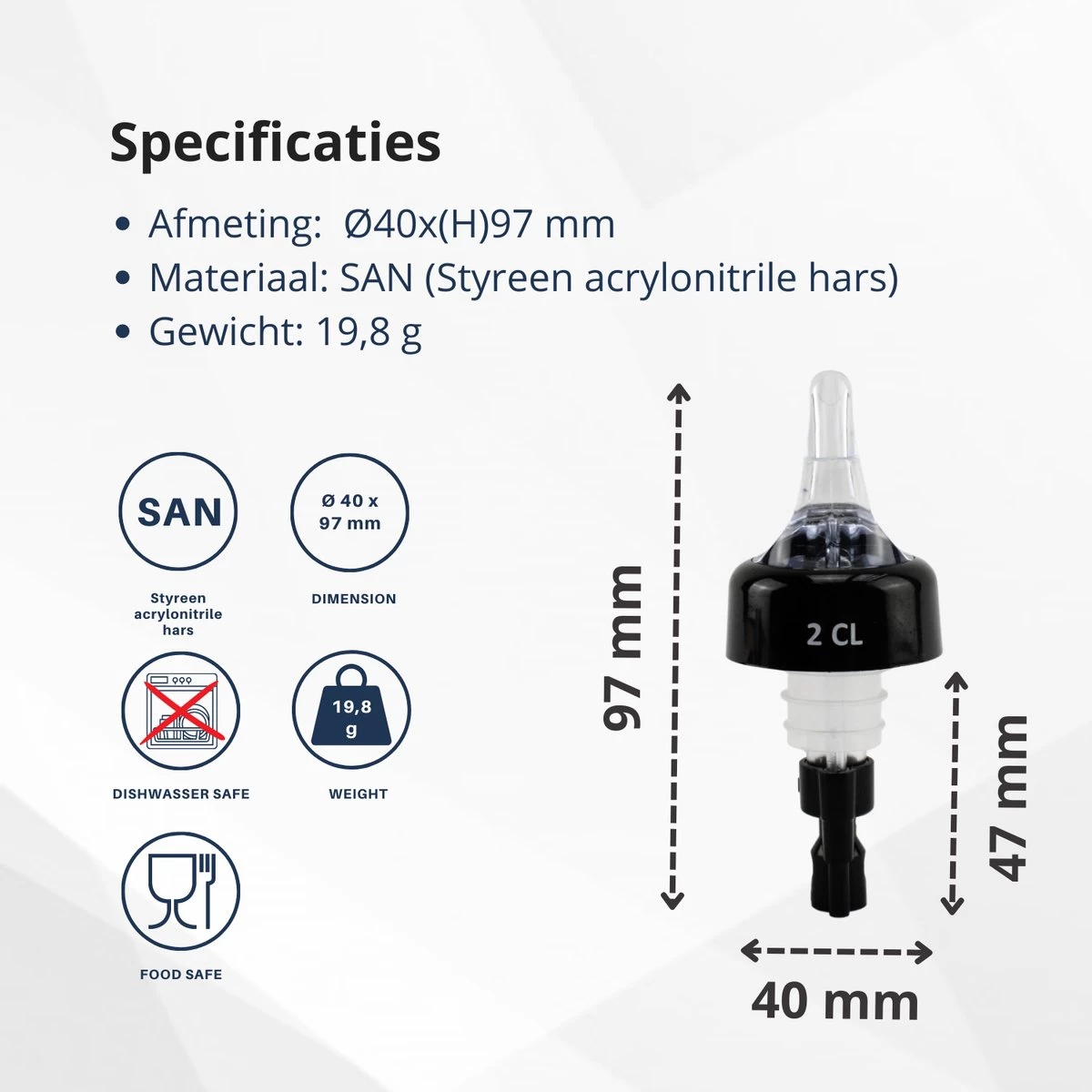 Veluw Bullet Measure Verser 2 Cl - Boisson Professionnel Pour Boissons - Zwart - Set De 2 10 Veluw Bullet Measure Verser 2 Cl - Boisson Professionnel Pour Boissons - Zwart - Set De 2 – Image 8