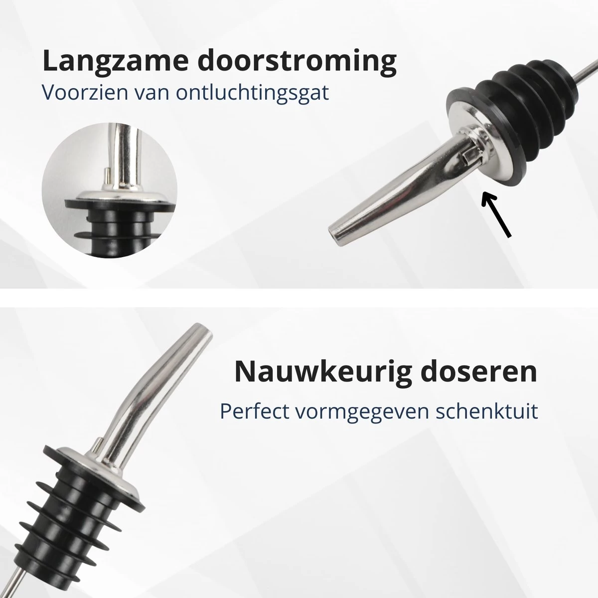 Veluw Boisson Verseur Pour Boissons - Becs Verseurs Professionnels - Bouchon Verseur En Acier Inoxydable à Débit Lent (3 Pièces) 4 Veluw Boisson Verseur Pour Boissons - Becs Verseurs Professionnels - Bouchon Verseur En Acier Inoxydable à Débit Lent (3 Pièces) – Image 2