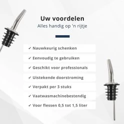 Veluw Boisson Verseur Pour Boissons - Becs Verseurs Professionnels - Bouchon Verseur En Acier Inoxydable à Débit Lent (3 Pièces) 14 Veluw Boisson Verseur Pour Boissons - Becs Verseurs Professionnels - Bouchon Verseur En Acier Inoxydable à Débit Lent (3 Pièces) -Dégustation Délicate 1200x1200 1516
