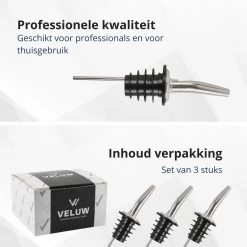 Veluw Boisson Verseur Pour Boissons - Becs Verseurs Professionnels - Bouchon Verseur En Acier Inoxydable à Débit Lent (3 Pièces) 16 Veluw Boisson Verseur Pour Boissons - Becs Verseurs Professionnels - Bouchon Verseur En Acier Inoxydable à Débit Lent (3 Pièces) -Dégustation Délicate 1200x1200 1518