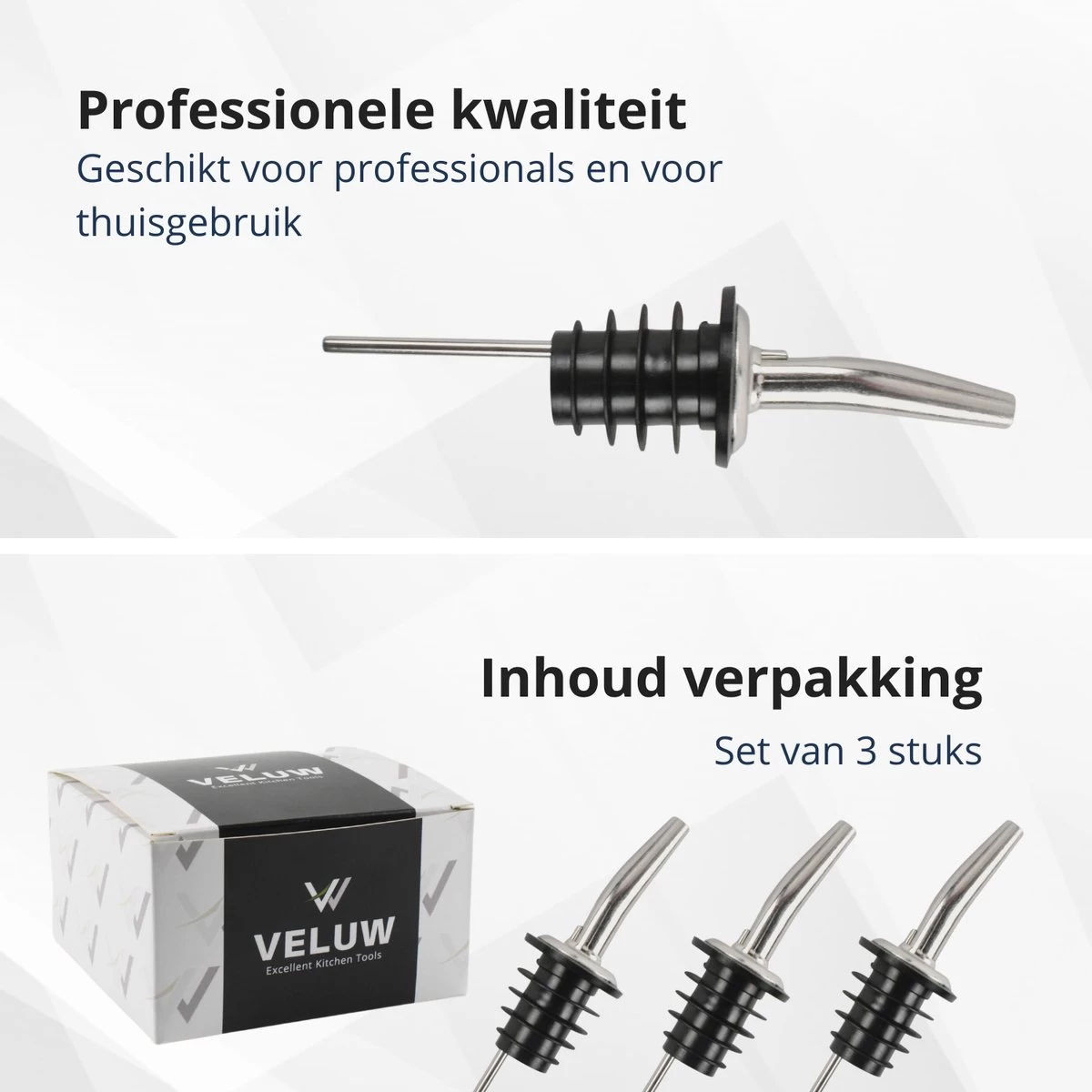 Veluw Boisson Verseur Pour Boissons - Becs Verseurs Professionnels - Bouchon Verseur En Acier Inoxydable à Débit Lent (3 Pièces) 9 Veluw Boisson Verseur Pour Boissons - Becs Verseurs Professionnels - Bouchon Verseur En Acier Inoxydable à Débit Lent (3 Pièces) – Image 7