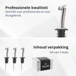 Veluw Boisson Verseur Boisson - Becs Verseurs Professionnels - Bouchon Verseur En Acier Inoxydable Avec Flip-Top (3 Pièces) -Dégustation Délicate 1200x1200 1525