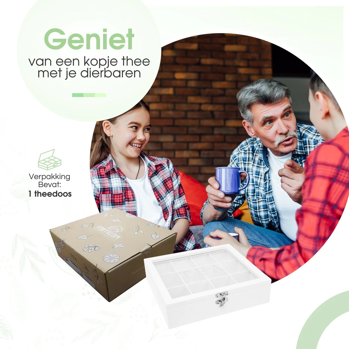 Boîte à Thé Premium - Blanche - Boîte à Thé 12 Compartiments - Verre Véritable - Avec Charnière à Résistance - Non Remplie 12 Boîte à Thé Premium - Blanche - Boîte à Thé 12 Compartiments - Verre Véritable - Avec Charnière à Résistance - Non Remplie – Image 10