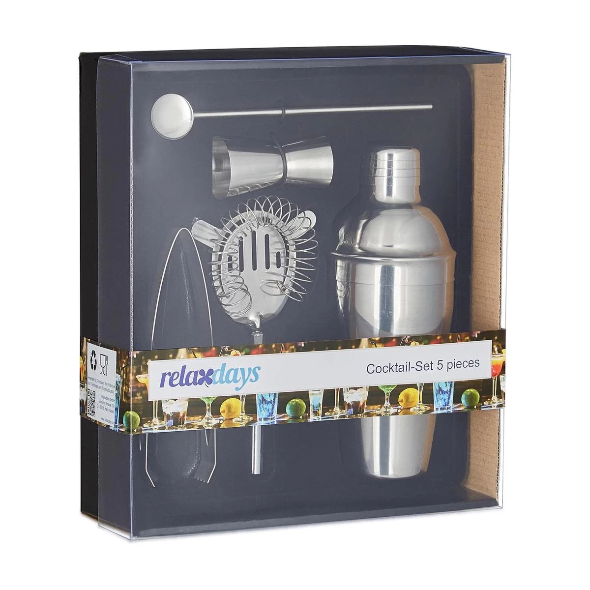 Ensemble De Bar Relaxdays 6 Pièces, Grand Ensemble à Cocktail En Acier Inoxydable, Planche à Découper En Bambou, Shaker à Cocktail 4 Ensemble De Bar Relaxdays 6 Pièces, Grand Ensemble à Cocktail En Acier Inoxydable, Planche à Découper En Bambou, Shaker à Cocktail – Image 2