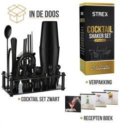 Strex Cocktail Set Zwart Acier Inoxydable 21 Pièces (750ml) - Incl. Livre De Recettes NL - Cocktail Shaker - Coffret Cadeau -Dégustation Délicate 1200x1200 1645