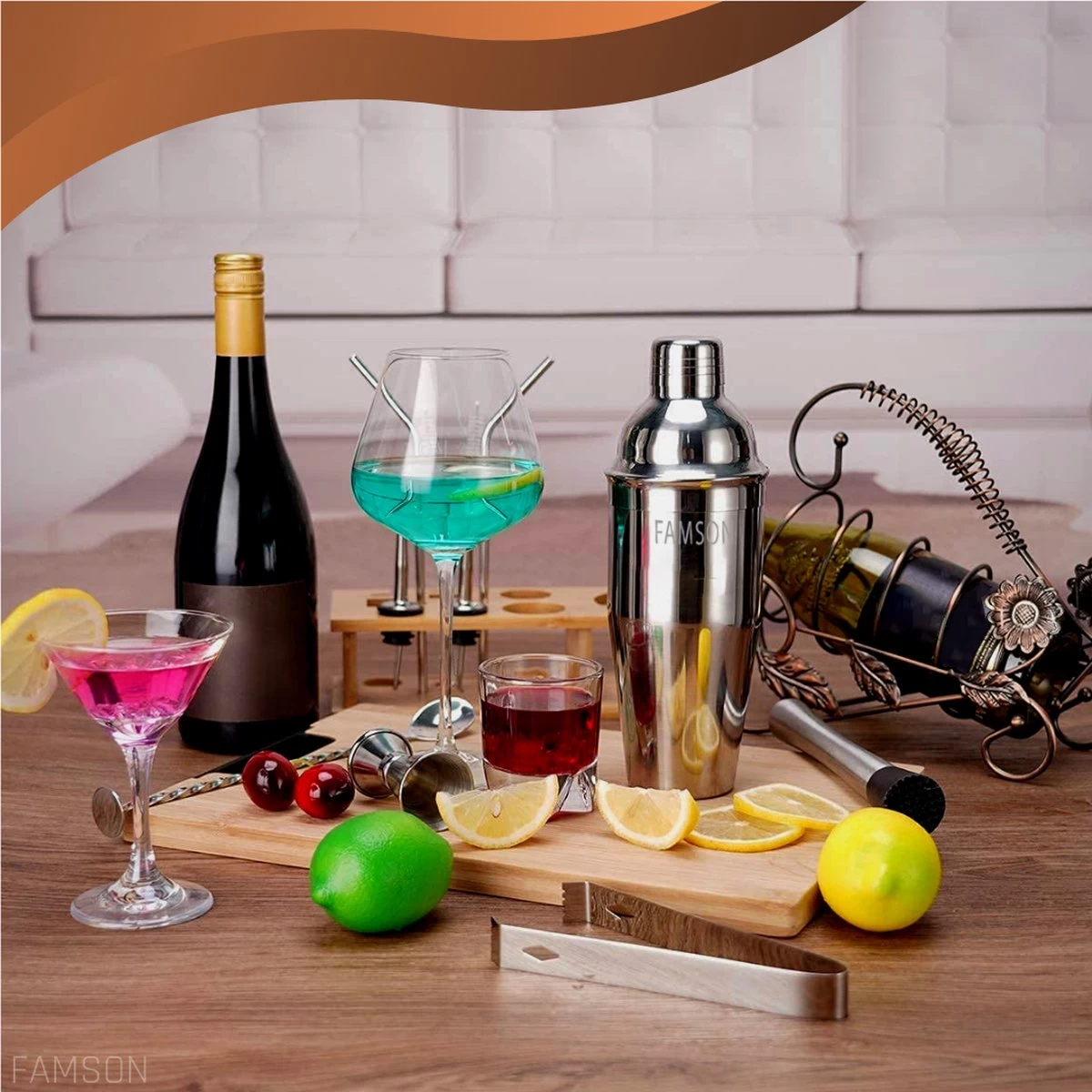 Famson Cocktail Shaker - Cocktail Set - Cocktails - Coffret Cadeau - Métal 9 Famson Cocktail Shaker - Cocktail Set - Cocktails - Coffret Cadeau - Métal – Image 7