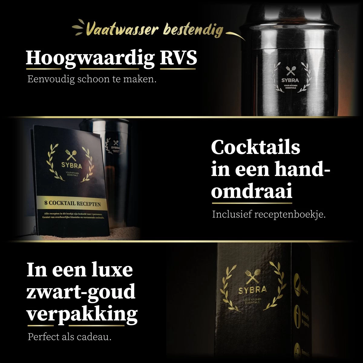 Sybra® Cocktail Set 6 Pièces - Shaker à Cocktail - Acier Inoxydable - Livre à Cocktail 6 Sybra® Cocktail Set 6 Pièces - Shaker à Cocktail - Acier Inoxydable - Livre à Cocktail – Image 4