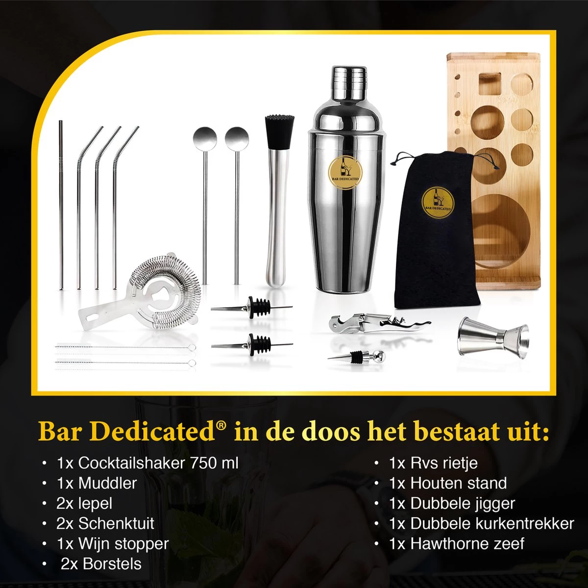 Duerté Cocktail Shaker Set 16 Pièces Avec Livret De Recettes (750ml) Et Pilon - Bec Verseur 8 Duerté Cocktail Shaker Set 16 Pièces Avec Livret De Recettes (750ml) Et Pilon - Bec Verseur – Image 6