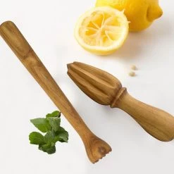 Service à Cocktail En Teck Pour Mojitos Et Caipirinhas | Presse-agrumes Et Pilon