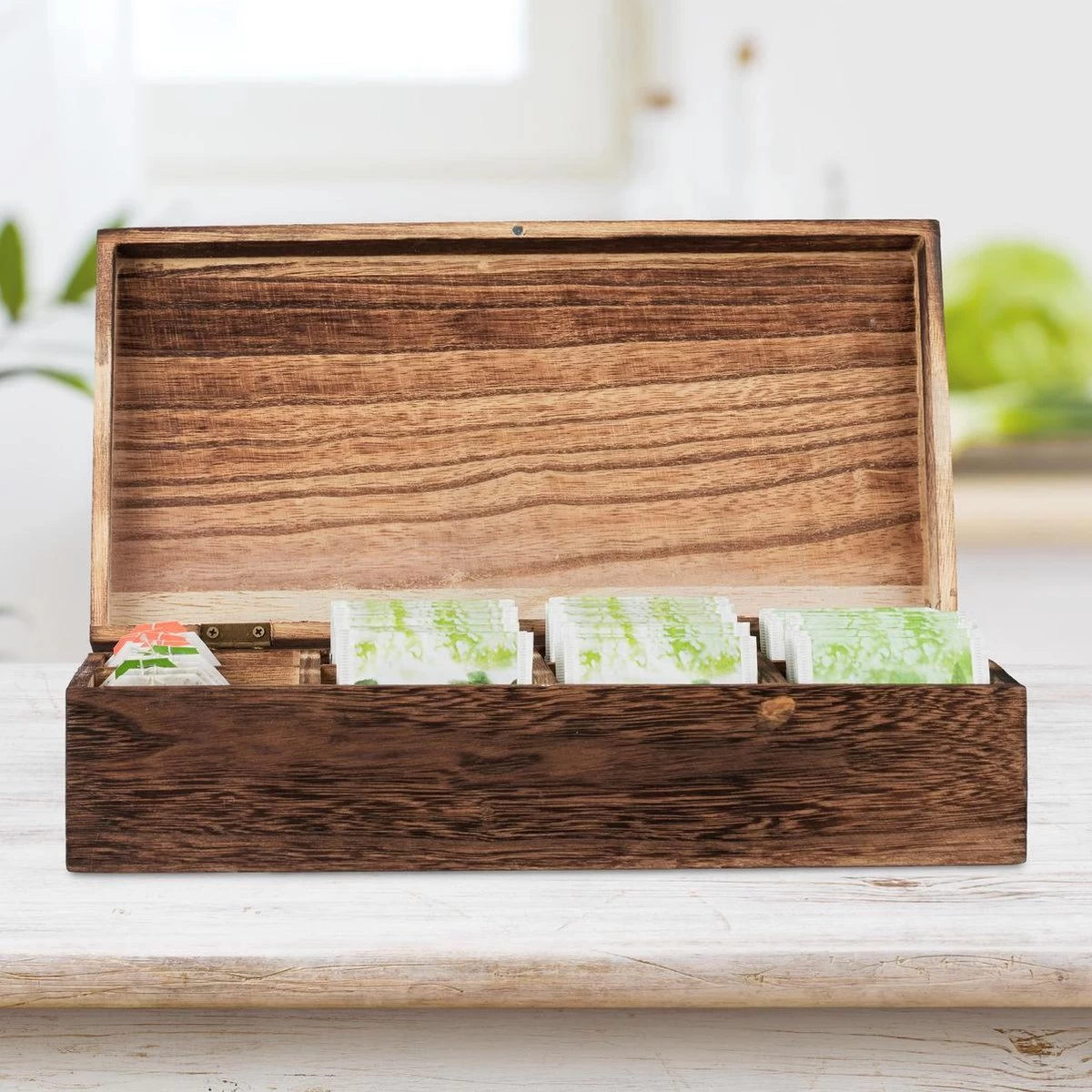 Boîte à Thé Relaxdays 8 Compartiments - Boîte à Thé Pour 80 Sachets De Thé - Boîte à Thé En Bois - Avec Couvercle 5 Boîte à Thé Relaxdays 8 Compartiments - Boîte à Thé Pour 80 Sachets De Thé - Boîte à Thé En Bois - Avec Couvercle – Image 3