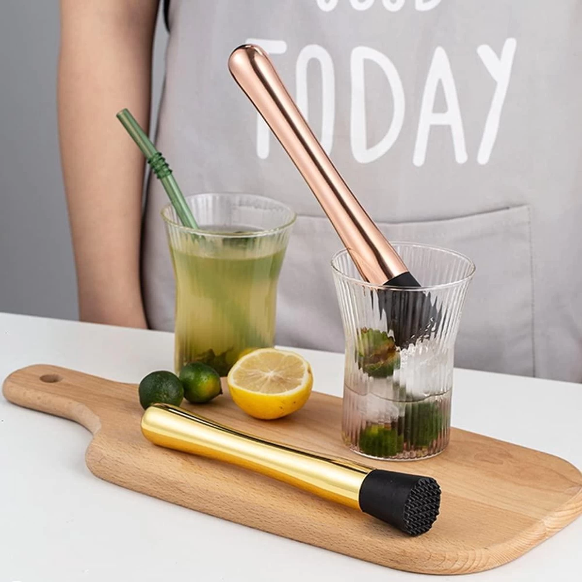 Doodadeals® | Presse à Cocktail De Luxe | Presse-purée Tonique | Muddler | Pilon Au Citroen | Cocktail Muddler | 21 Cm | ACIER INOXYDABLE | Or 5 Doodadeals® | Presse à Cocktail De Luxe | Presse-purée Tonique | Muddler | Pilon Au Citroen | Cocktail Muddler | 21 Cm | ACIER INOXYDABLE | Or – Image 3