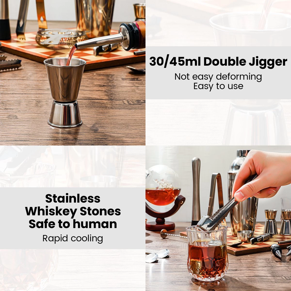 Set Shaker à Cocktail Acier Inoxydable - 22 Pièces - Argent 4 Set Shaker à Cocktail Acier Inoxydable - 22 Pièces - Argent – Image 2