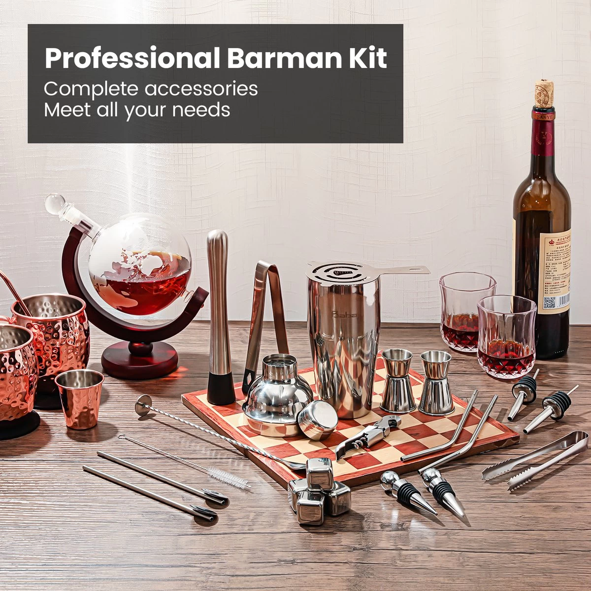 Set Shaker à Cocktail Acier Inoxydable - 22 Pièces - Argent 6 Set Shaker à Cocktail Acier Inoxydable - 22 Pièces - Argent – Image 4