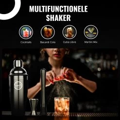 Set Shaker à Cocktail Avec Tasse à Mesurer - 6 Pièces - 750 ML - Avec Tamper - Acier Inoxydable - Zwart -Dégustation Délicate 1200x1200 1757