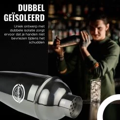 Set Shaker à Cocktail Avec Tasse à Mesurer - 6 Pièces - 750 ML - Avec Tamper - Acier Inoxydable - Zwart -Dégustation Délicate 1200x1200 1758