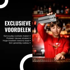 Set Shaker à Cocktail Avec Tasse à Mesurer - 6 Pièces - 750 ML - Avec Tamper - Acier Inoxydable - Zwart -Dégustation Délicate 1200x1200 1759