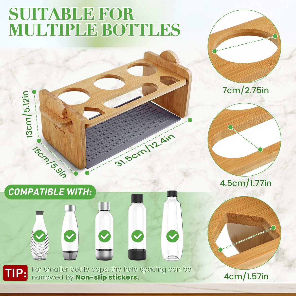 Porte- Bouteilles En Bamboe - Égouttoir à Vaisselle Avec Tapis En Caoutchouc - Accessoires Sodastream - Produits Sodastream 4 Porte- Bouteilles En Bamboe - Égouttoir à Vaisselle Avec Tapis En Caoutchouc - Accessoires Sodastream - Produits Sodastream – Image 2
