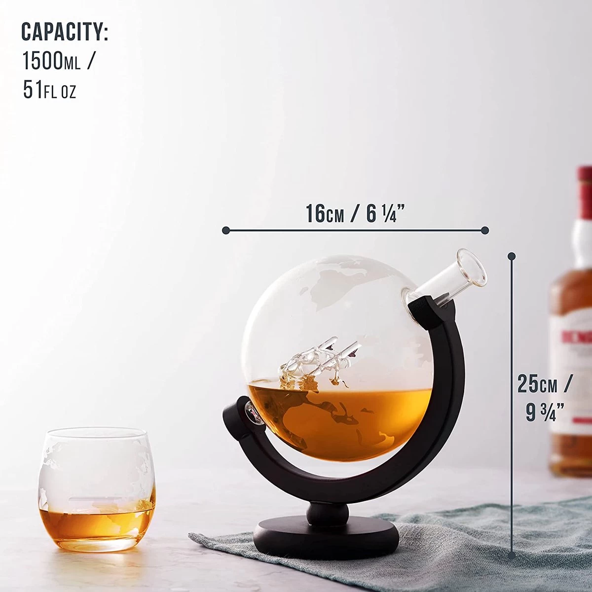 Set De Carafes à Whisky , Coffret Cadeau Carafe Globe , 1500 Ml - Comprenant Des Verres, Des Pierres à Whisky Et Un Bouchon En Verres 8 Set De Carafes à Whisky , Coffret Cadeau Carafe Globe , 1500 Ml - Comprenant Des Verres, Des Pierres à Whisky Et Un Bouchon En Verres – Image 6