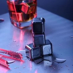 Decopatent® Whisky Stones Set De 8x Glaçons En Acier Inoxydable + Pinces - Whisky Stones - Moule à Glaçons - Cocktail Ice Cube Cooling Stones -Dégustation Délicate 1200x1200 1855